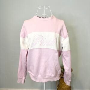 Victoria’s Secret PINK baby pink varsity ‘ivy fleece’ crew neck sweatshirt